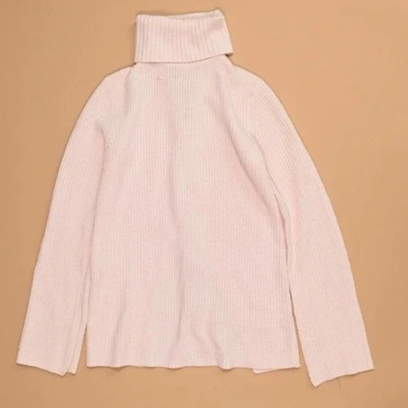 A.L.C. Alexander Pink Wool Cashmere Turtleneck Lace Up Back Sweater - Picture 2 of 10
